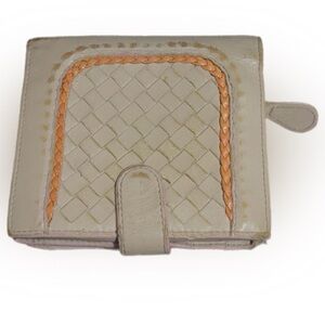 Bottega Veneta Cream and Tan Woven Wallet